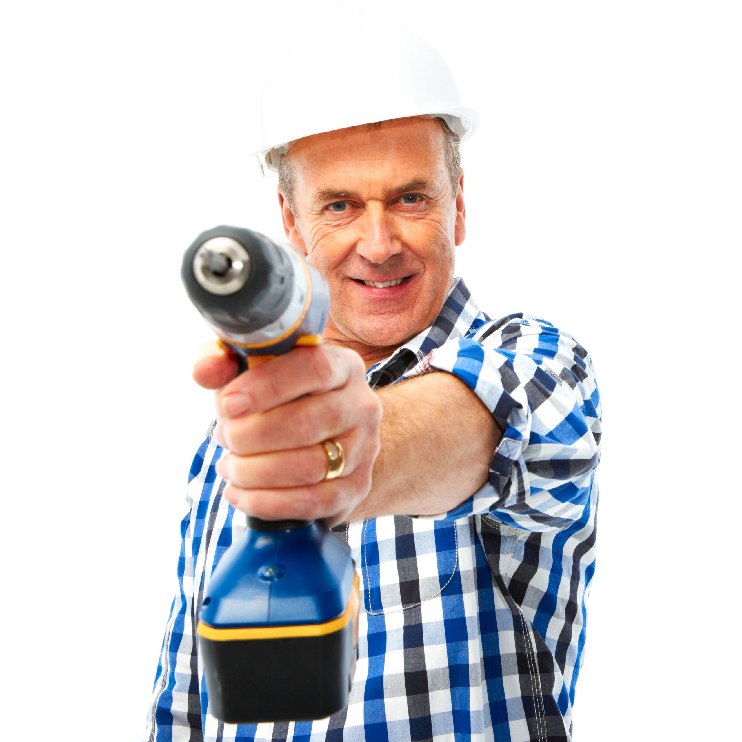 Contractor holding a drill