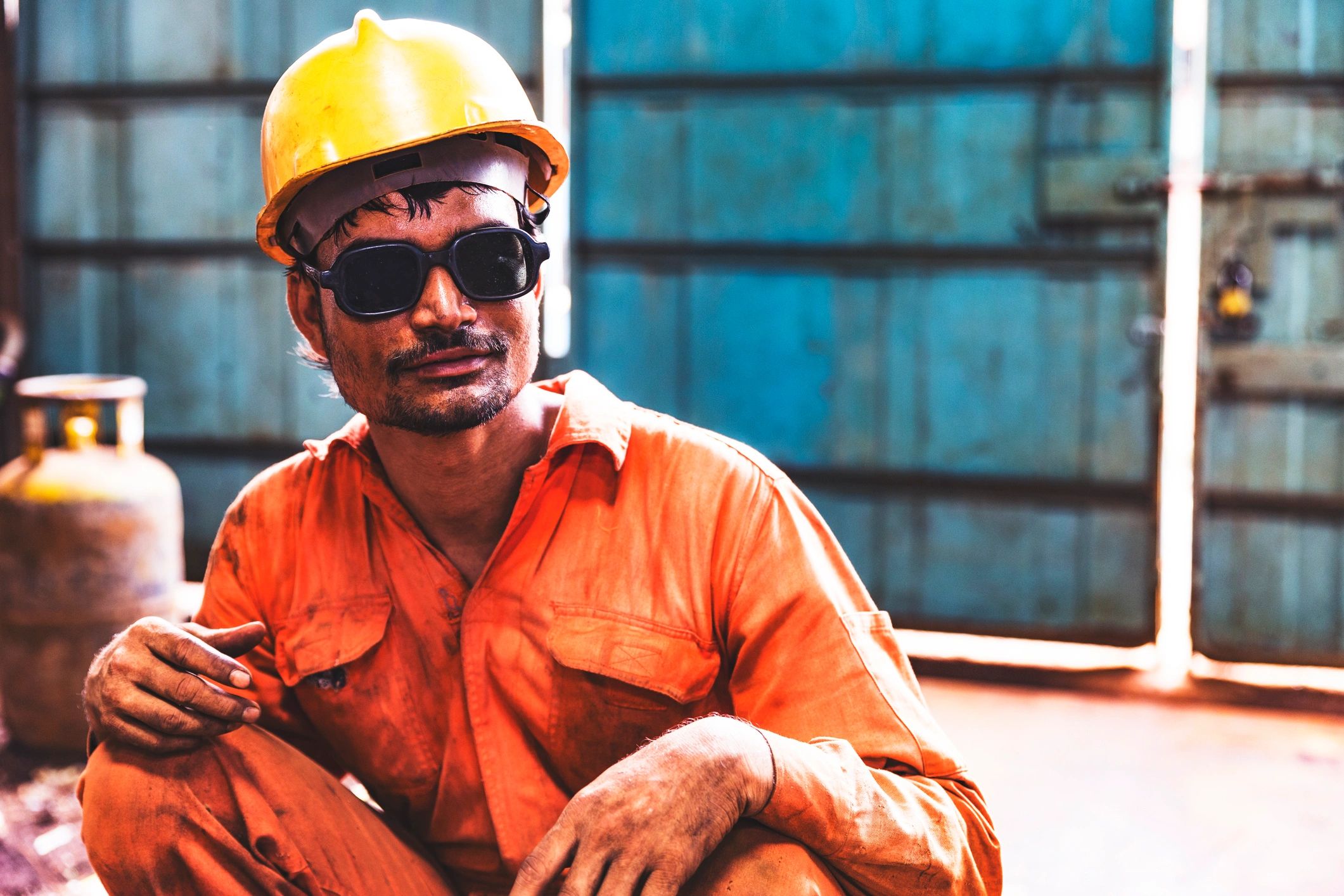 Worker taking a break on an industrial site