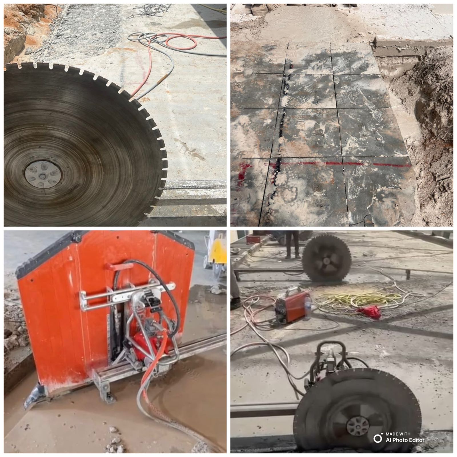 Worker performing cutting work on a construction site